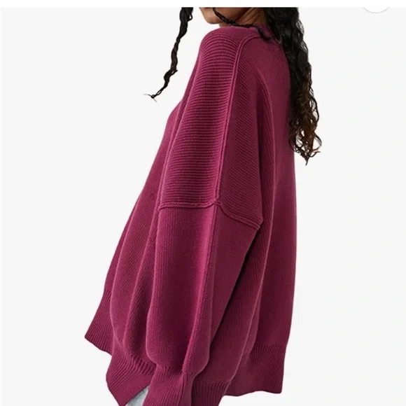 NWT $128 Free People Dreamy Mulberry Tunic (Oversized) Sweater - Medium - Picture 2 of 8